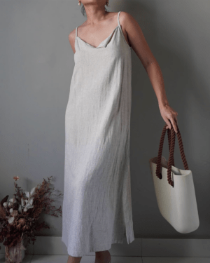 Natural wheat color linen dress