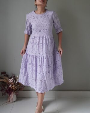 Ever dainty lavender dress with eyelet details