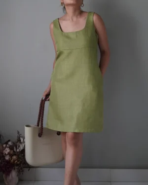 Chic and elegant avocado green dress